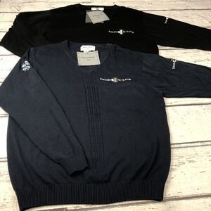 NWT Lot Of 2 Men's Sweater IZOD (blue, Black)V-Neck Pullover Size M. H2O Logo